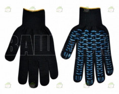 Перчатки х/б 5 нитей чёрные с ПВХ волна