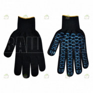 Перчатки х/б 5 нитей чёрные с ПВХ волна